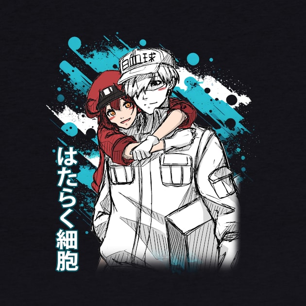 Retro White & Red Blood Cell Comedy Japanese Anime by QuickMart